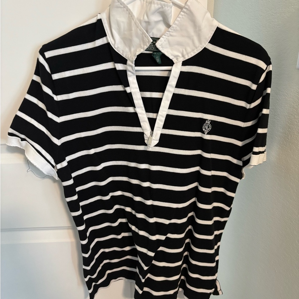 Ralph Lauren Black and White Striped Polo Shirt